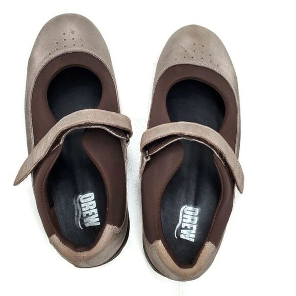 Drew Rose Dusty Pewter Silver Leather Slip-On Comfort Mary-Janes - Picture 10 of 12